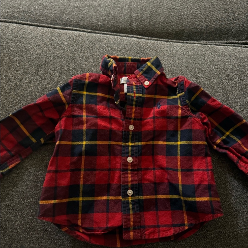 Polo by Ralph Lauren Red and Navy Plaid Kids Shirt